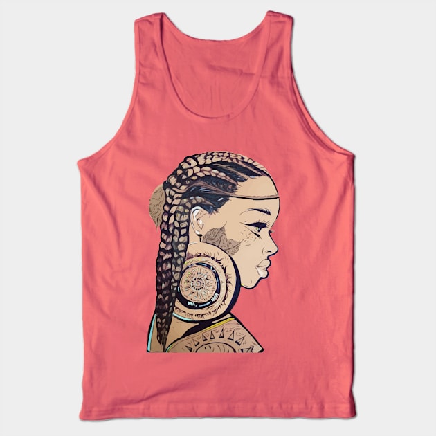 indian Braids Black Women Natural Hair Art Tank Top by EllenDaisyShop